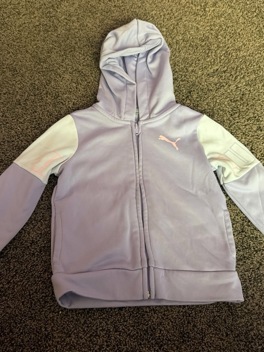Puma Girls' Lavender and White Hooded Zip Jacket
